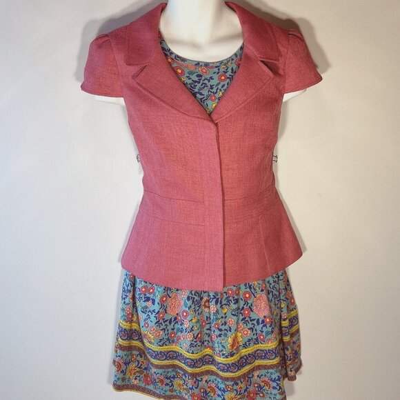 Vintage Inspired SZ L Blue Boho Print Floral Dress 100% Cotton Cottage Country - Picture 3 of 9